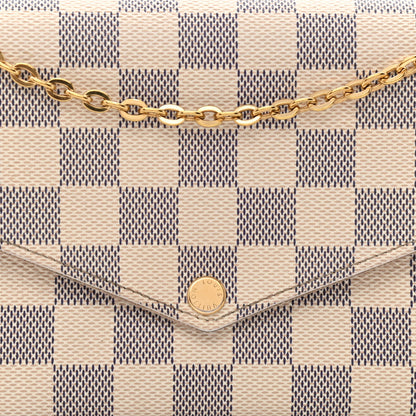 Louis Vuitton Damier Azur Pochette Felicie Chain Wallet Rose Ballerine 14 of 16
