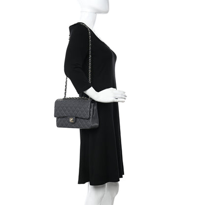 Chanel Caviar Quilted Medium Double Flap Dark Grey 2 of 11