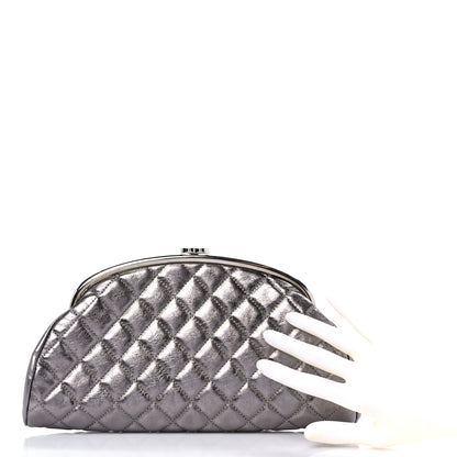 Chanel Metallic Aged Calfskin Quilted Timeless Clutch Silver 3 of 13