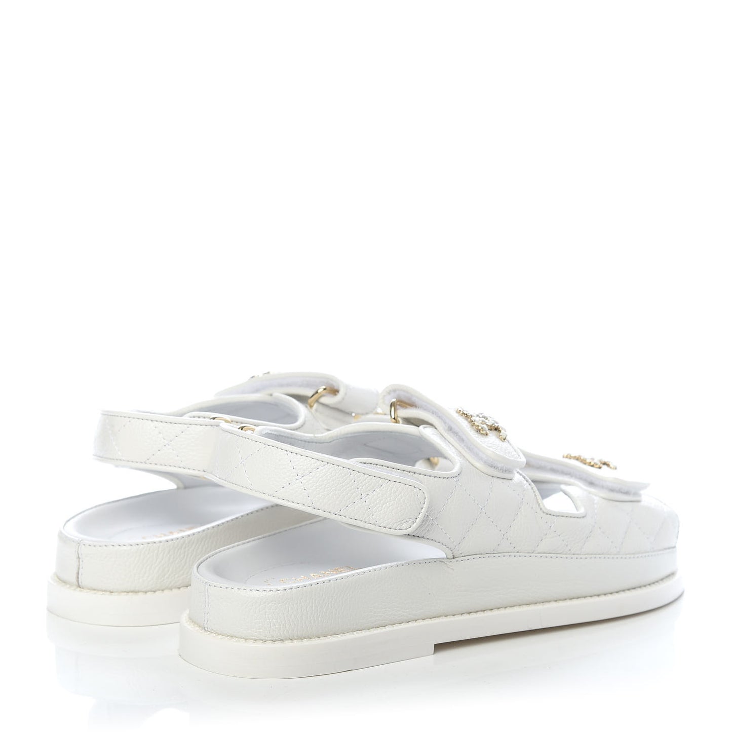 Grained Calfskin Velcro Dad Sandals 37 White