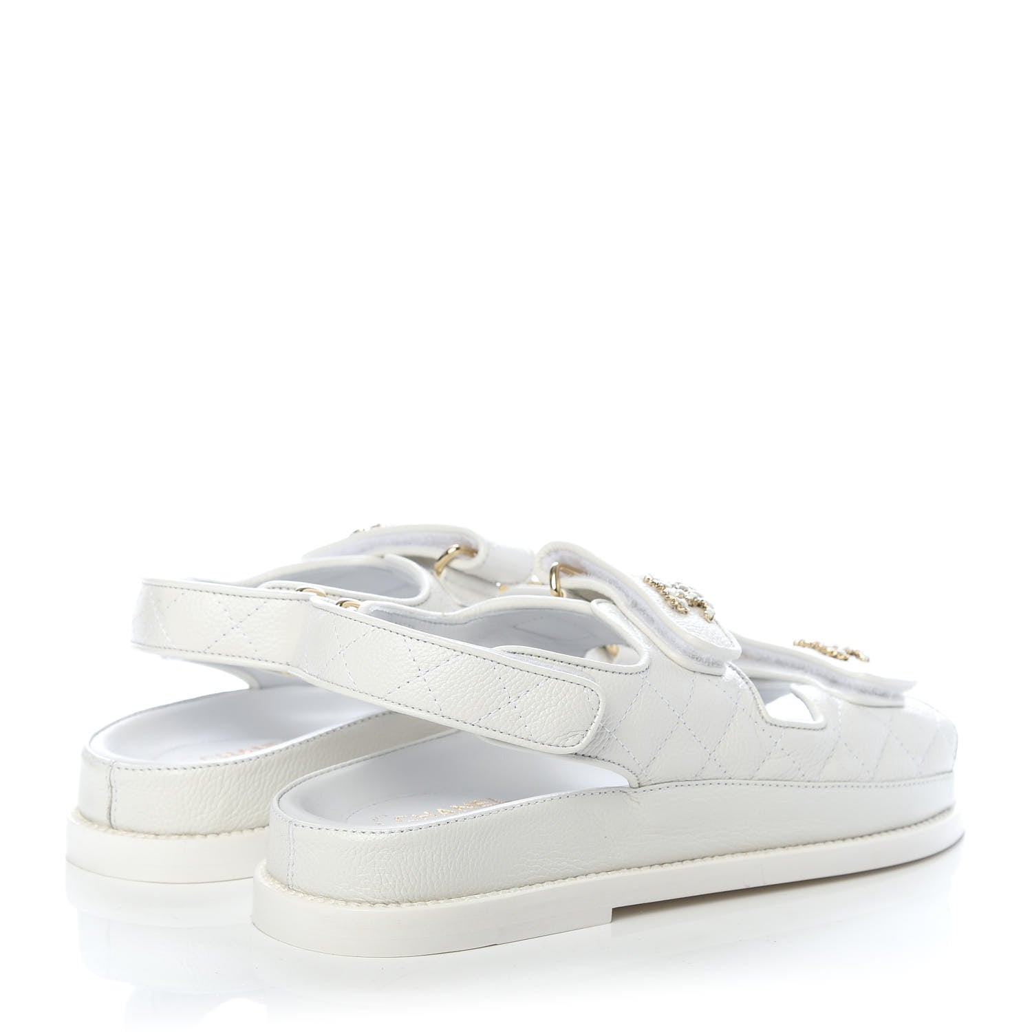 Chanel Grained Calfskin Velcro Dad Sandals 37 White 4 of 11