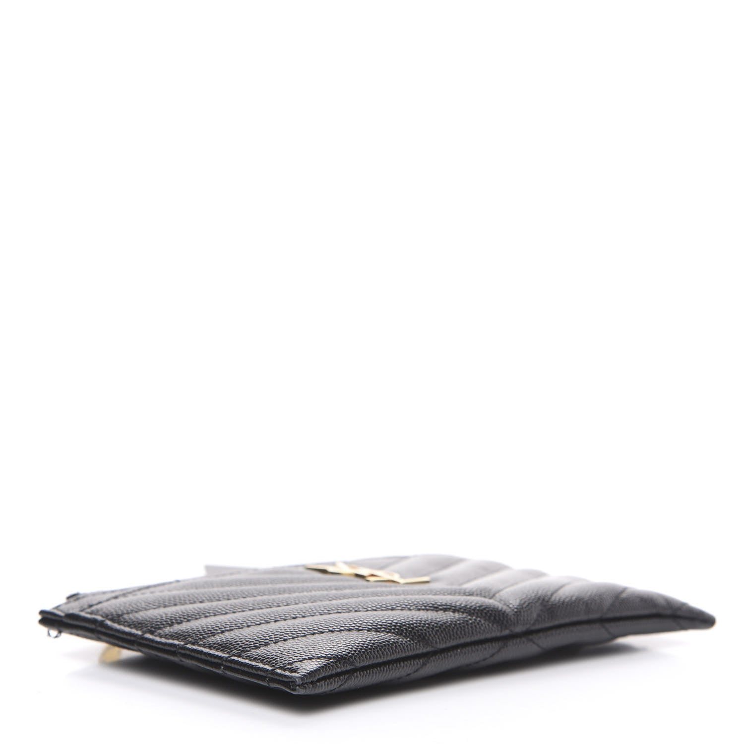 Saint Laurent Grain De Poudre Chevron Monogram Bill Pouch Black 3 of 9