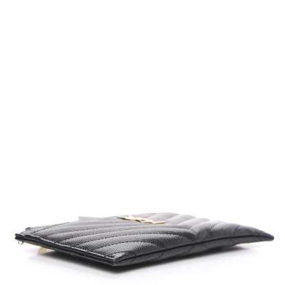 Saint Laurent Grain De Poudre Chevron Monogram Bill Pouch Black 3 of 9