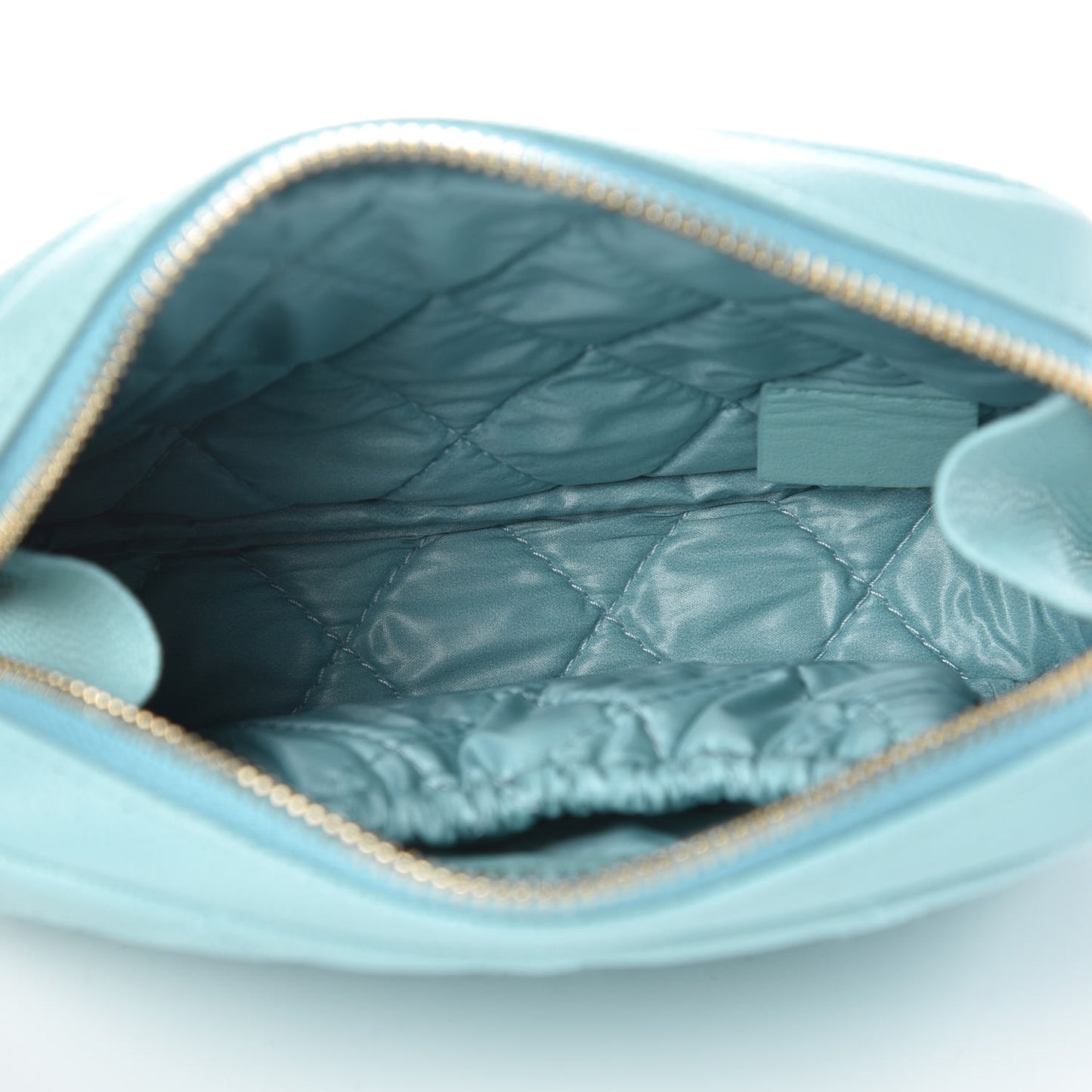Caviar Quilted Small Curvy Pouch Cosmetic Case Light Blue