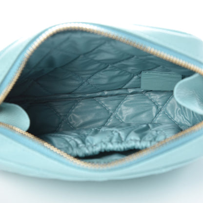 Chanel Caviar Quilted Small Curvy Pouch Cosmetic Case Light Blue 5 of 8