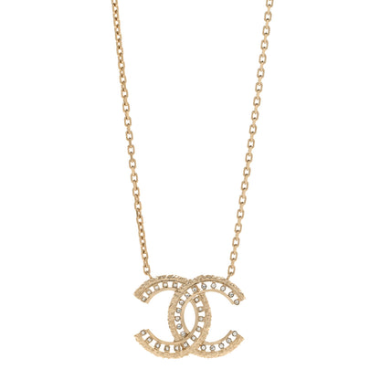 Chanel Crystal Textured CC Necklace Gold 1 of 5