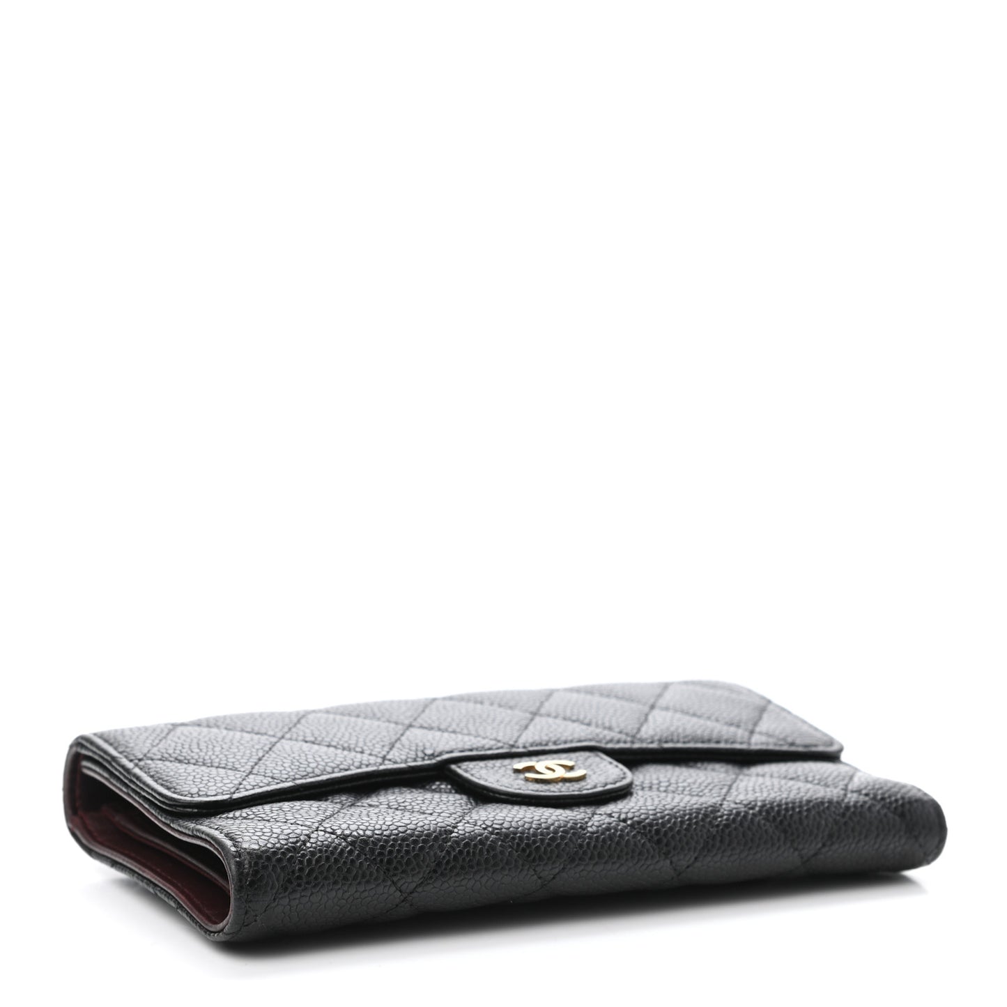 Caviar Quilted Large Flap Wallet Black