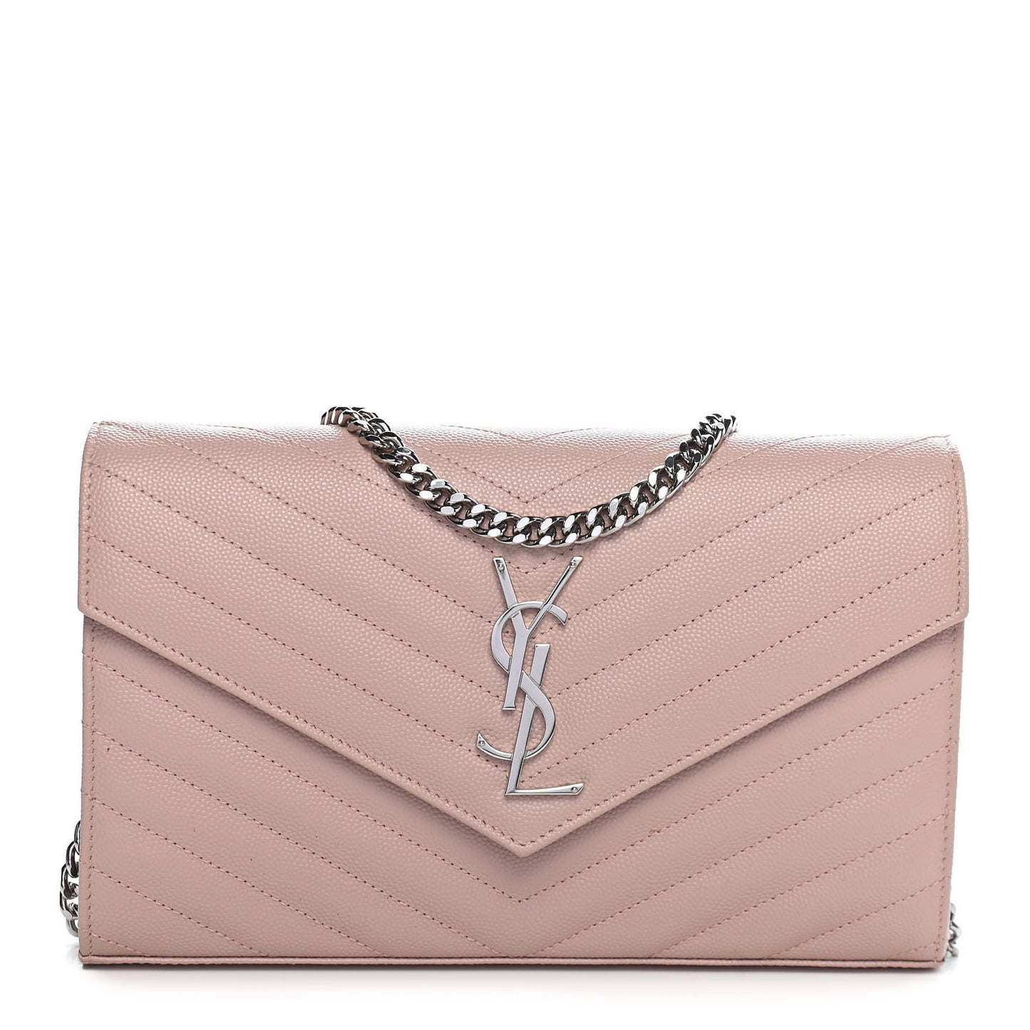 Grain De Poudre Matelasse Chevron Monogram Chain Wallet Pink