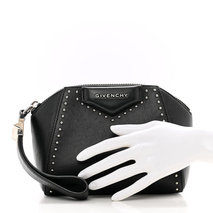 Givenchy Calfskin Small Studded Antigona Beauty Wristlet Black 2 of 11