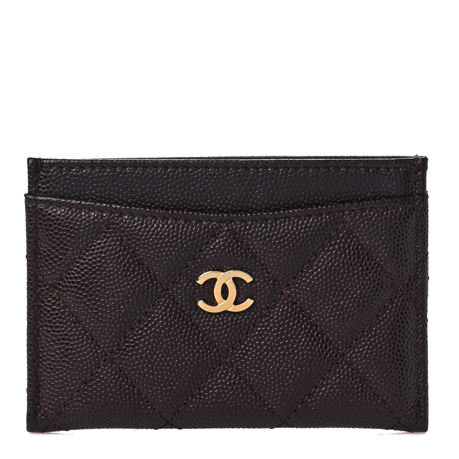 Chanel Caviar Quilted Card Holder Dark Brown 1 of 8