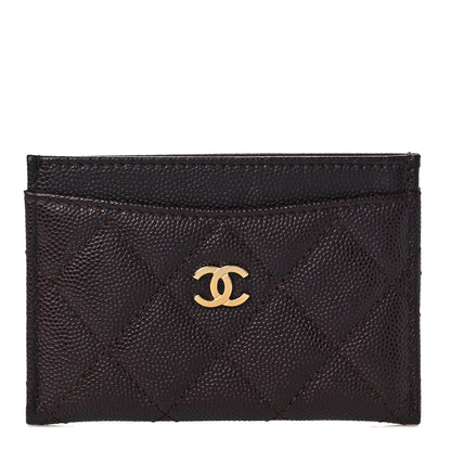 Chanel Caviar Quilted Card Holder Dark Brown 1 of 8