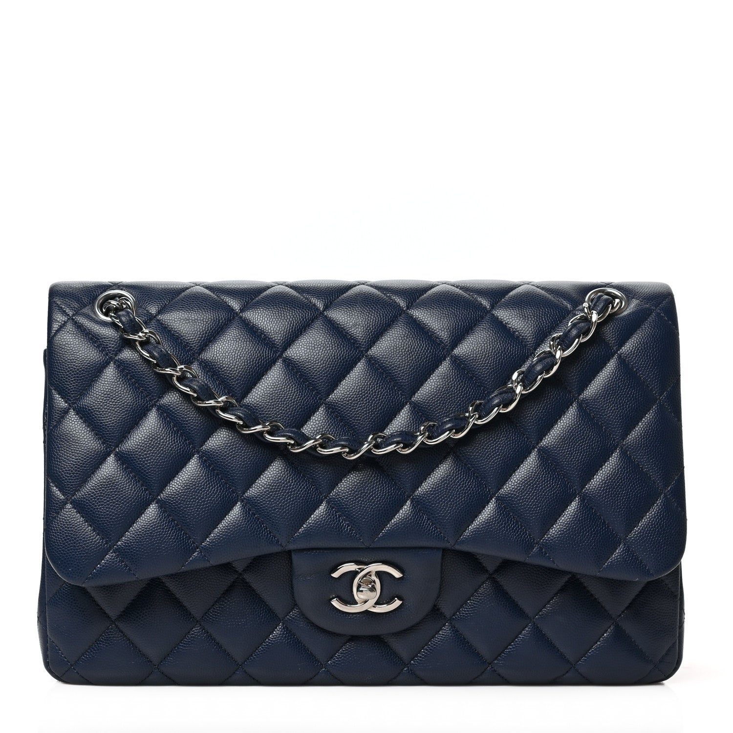 Chanel Caviar Quilted Jumbo Double Flap Navy Blue 1 of 9