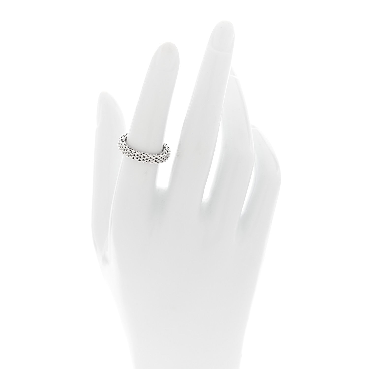 Tiffany Sterling Silver Narrow Mesh Somerset Ring 51 5.75 2 of 4
