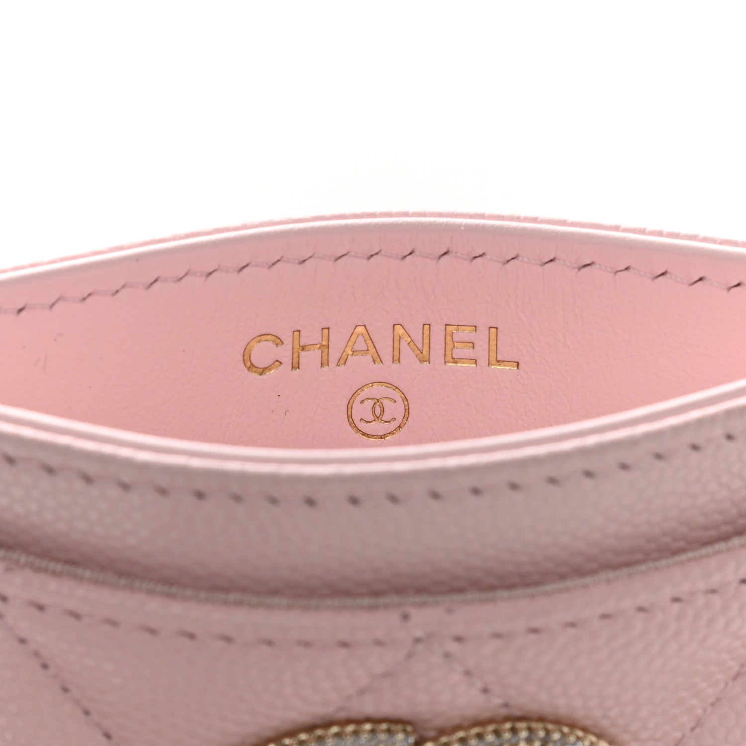 Chanel Caviar Quilted Crystal Card Holder Pink 6 of 9