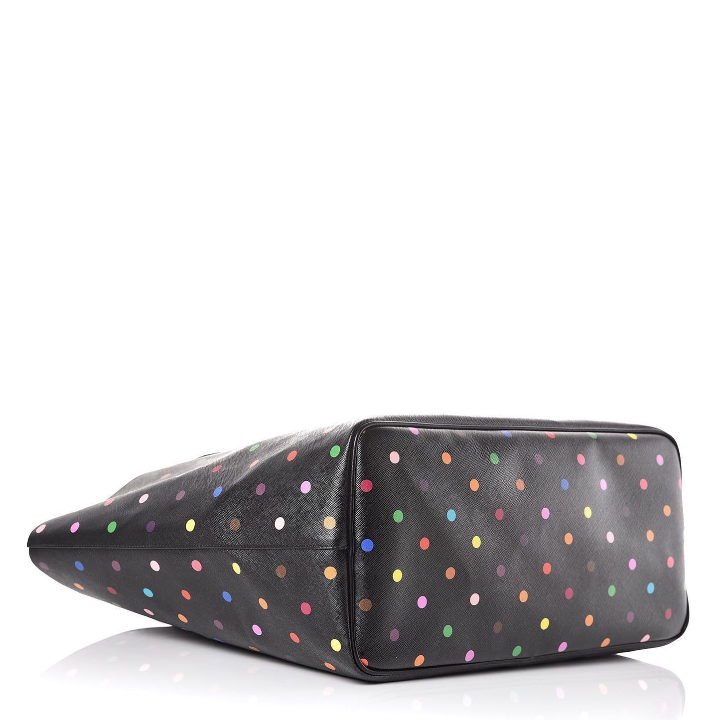 Textured Coated Canvas Large Dots Print Antigona Tote Black