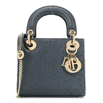 Christian Dior Ostrich Mini Lady Dior Dark Grey 1 of 12