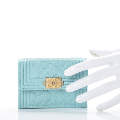 Chanel Caviar Quilted Small Boy Flap Wallet Light Blue 2 of 8