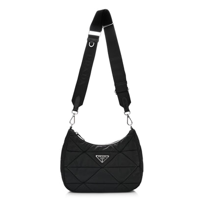 Prada Re-Nylon Triangle Padded Patchwork Shoulder Bag Black 1 of 12