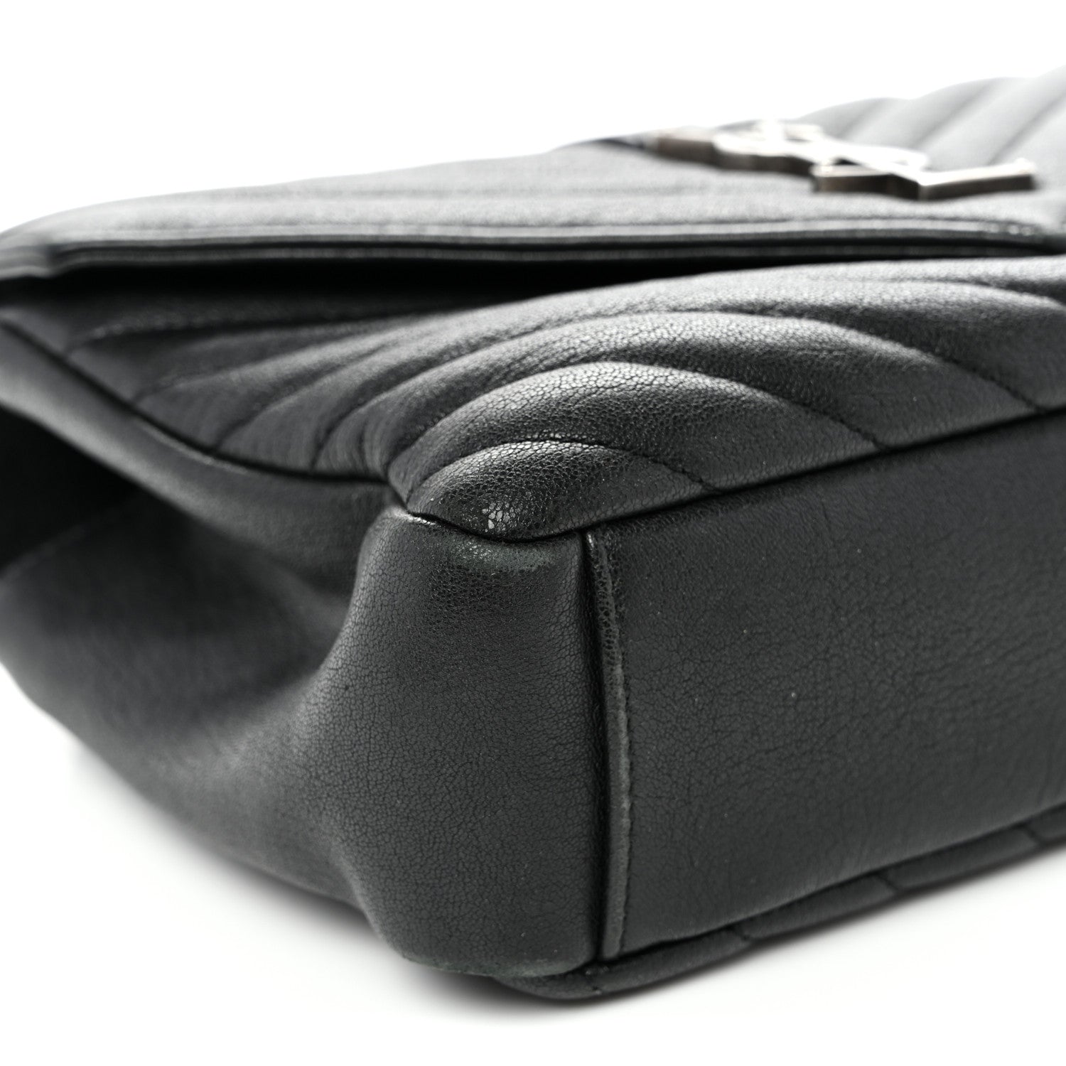 Saint Laurent Sheepskin Matelasse Chevron Monogram Medium College Bag Black 8 of 9