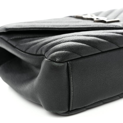 Saint Laurent Sheepskin Matelasse Chevron Monogram Medium College Bag Black 8 of 9