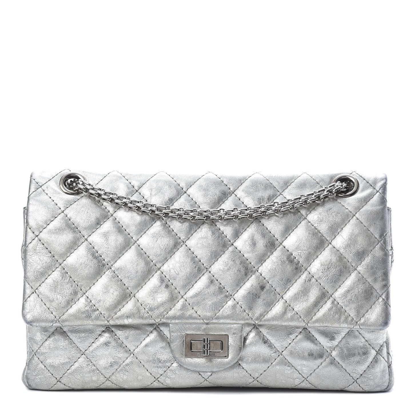 Metallic Aged Calfskin Quilted 2.55 Reissue 226 Flap Silver