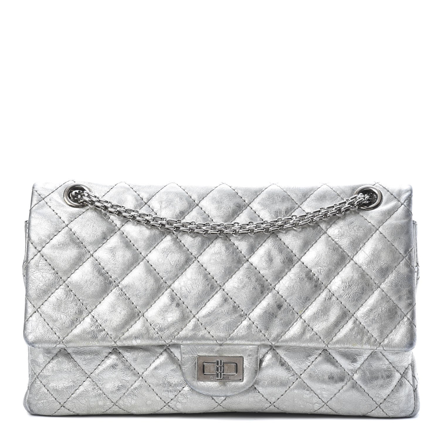 Chanel Metallic Aged Calfskin Quilted 2.55 Reissue 226 Flap Silver 1 of 12