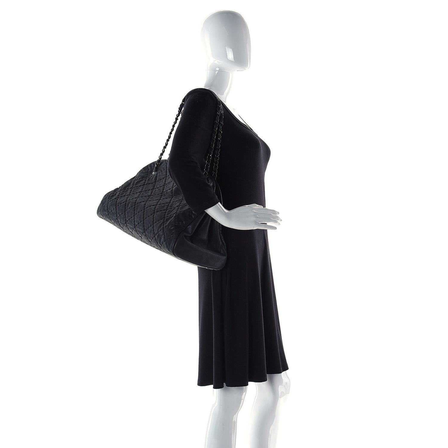 Chanel Iridescent Calfskin Large Just Mademoiselle Bowling Bag Black 2 of 13