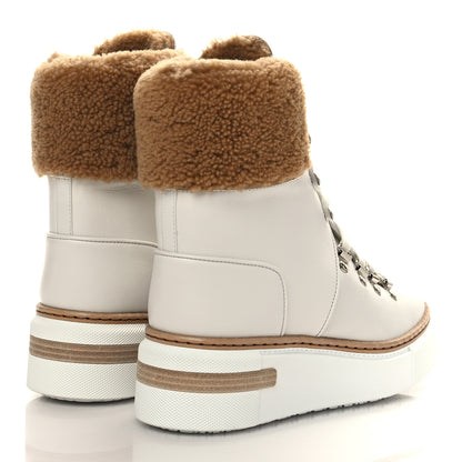 Hermes Calfskin Woolskin Womens Flocon Ankle Boots 38 White Naturel 4 of 10