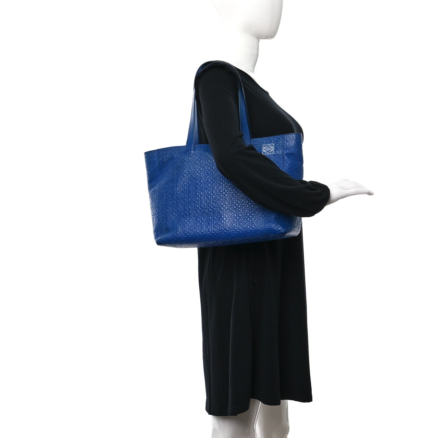 Calfskin Anagram Embossed Tote Blue