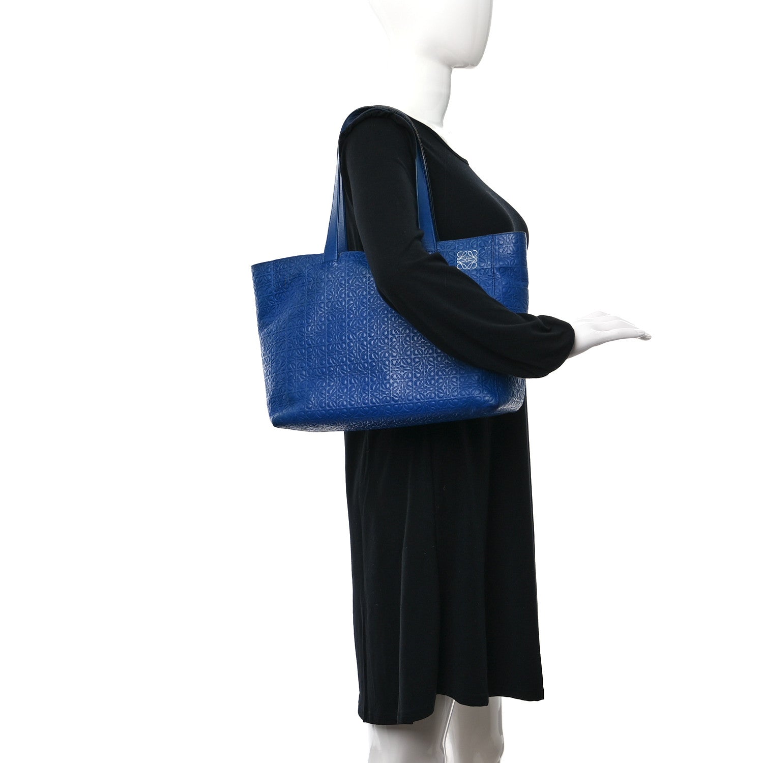 Loewe Calfskin Anagram Embossed Tote Blue 2 of 20