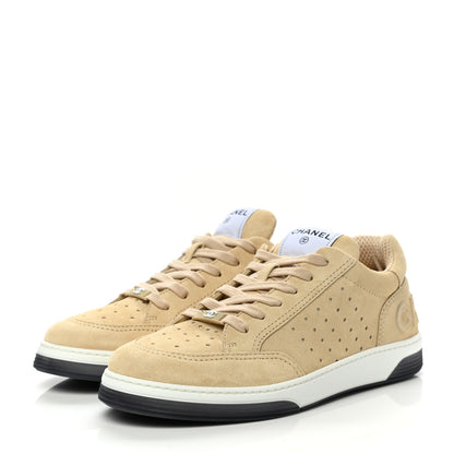 Chanel Suede Calfskin Logo Sneakers 41 Beige 3 of 9