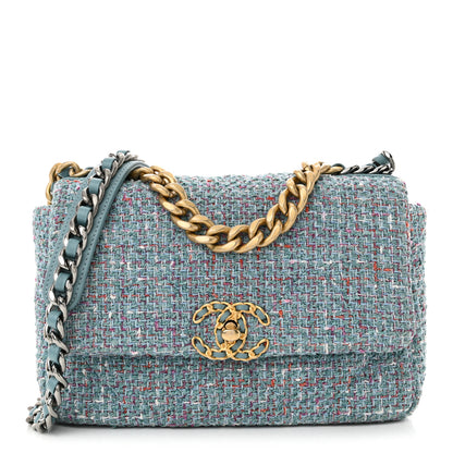 Chanel Tweed Quilted Medium Chanel 19 Flap Blue Multicolor 1 of 10