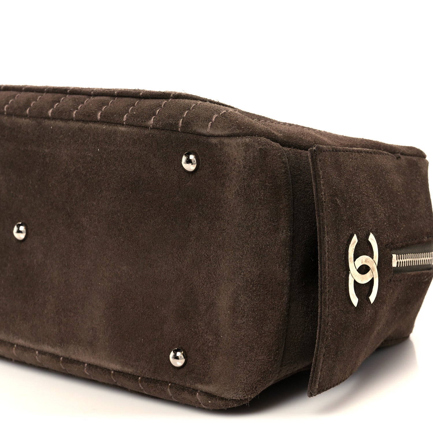 Chanel Suede Vertical Quilted Bowler Brown 11 of 11