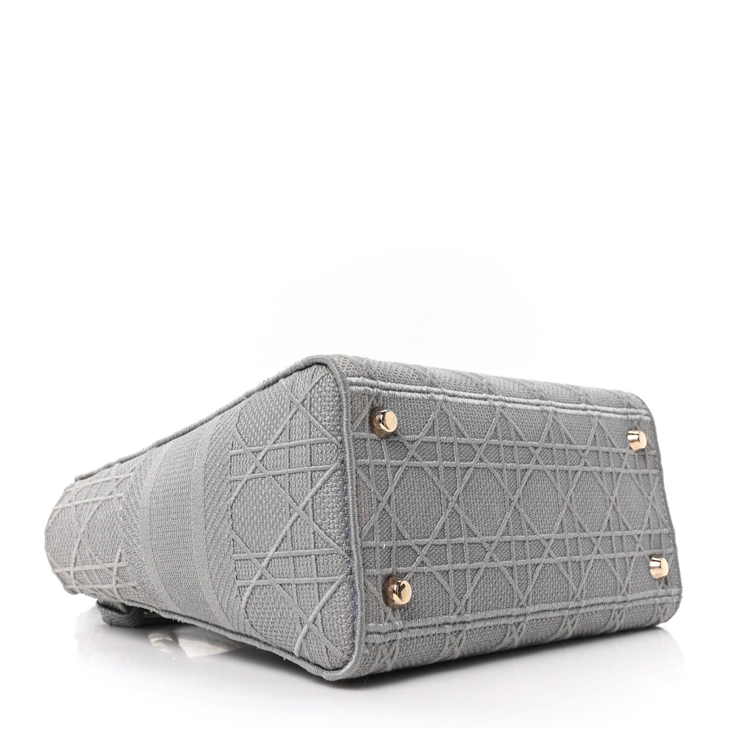 Christian Dior Canvas Embroidered Cannage Medium Lady D-Lite Gray 4 of 10