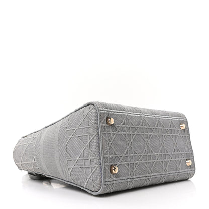 Christian Dior Canvas Embroidered Cannage Medium Lady D-Lite Gray 4 of 10