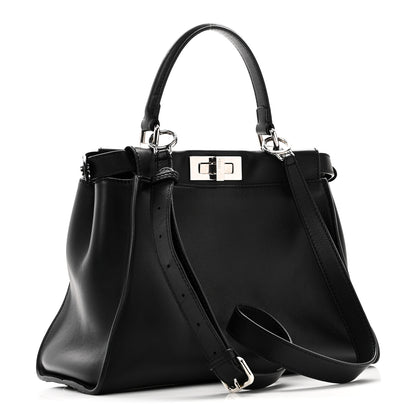 Fendi Vitello Seta Snakeskin Crocodile Monster Eyes Medium Peekaboo Iconic Satchel Black Girasole 3 of 10