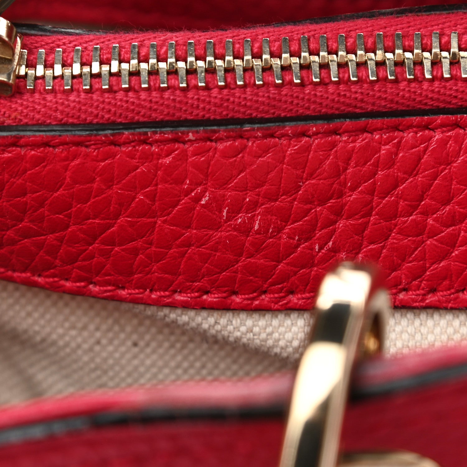 Gucci Pebbled Calfskin Bi-Color Medium Bamboo Shopper Tote Fuchsia Orange 28 of 37
