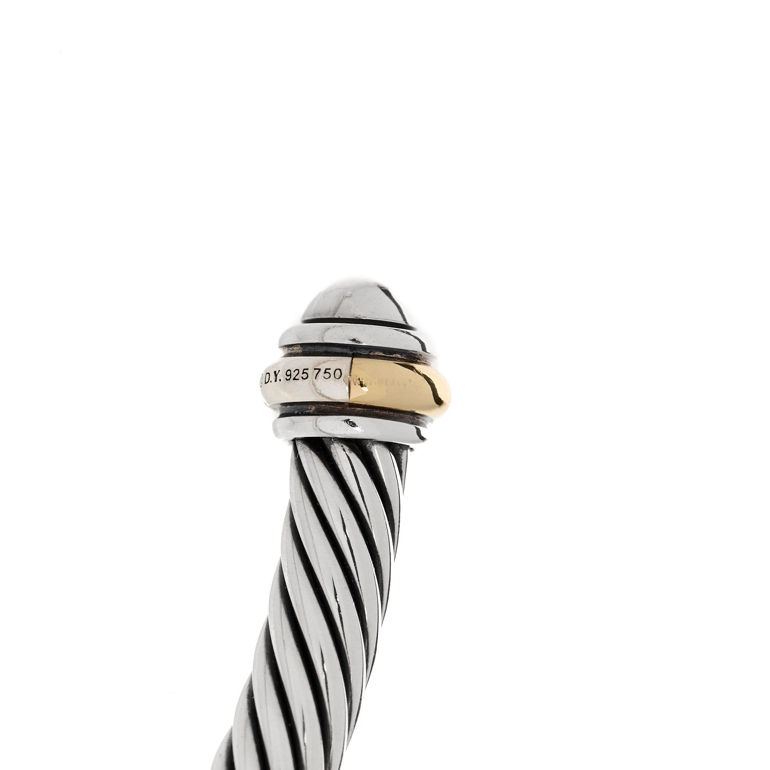 David Yurman Sterling Silver 18K Yellow Gold 4mm Cable Classics Bracelet 4 of 5