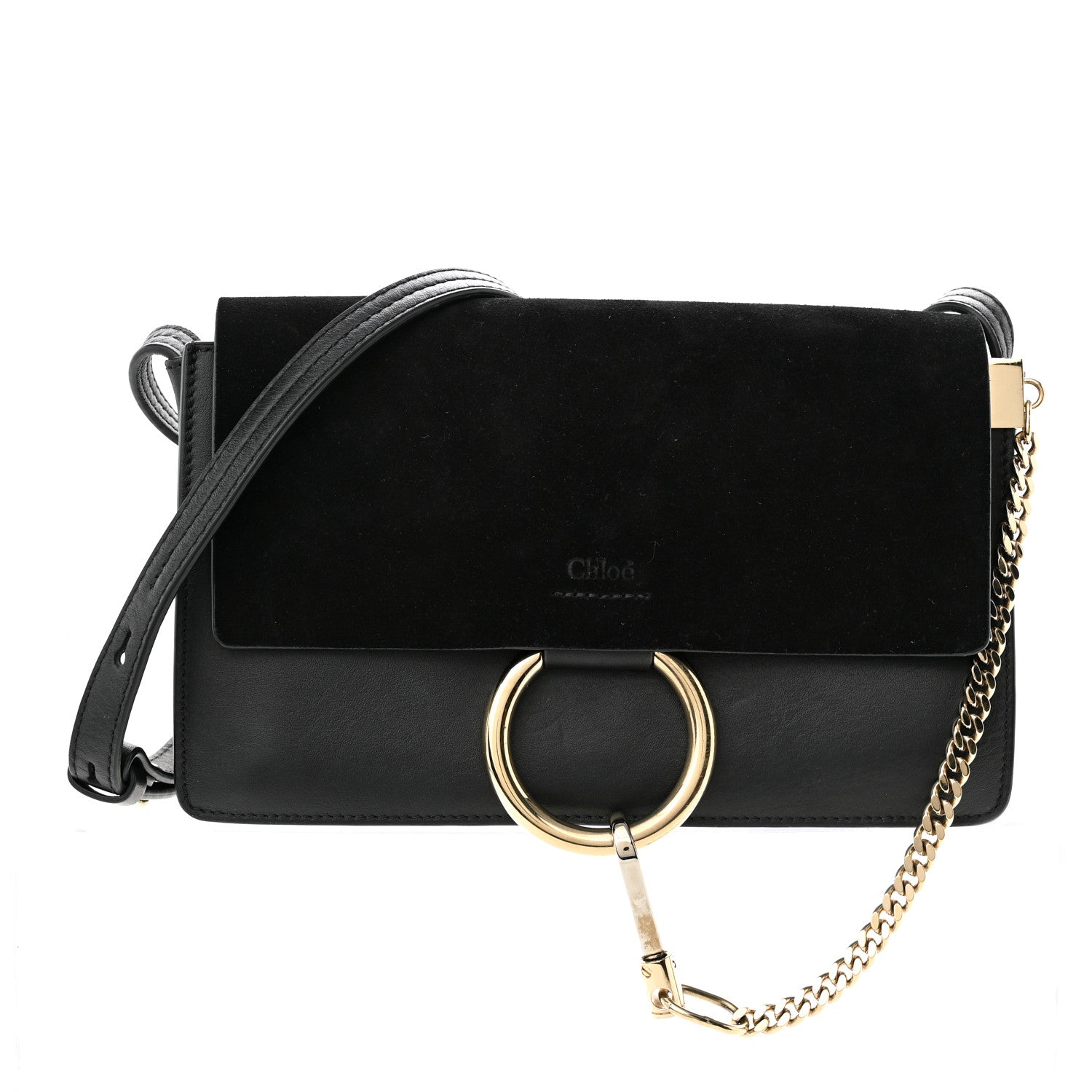 Chloe Suede Calfskin Small Faye Shoulder Bag Black 1 of 10
