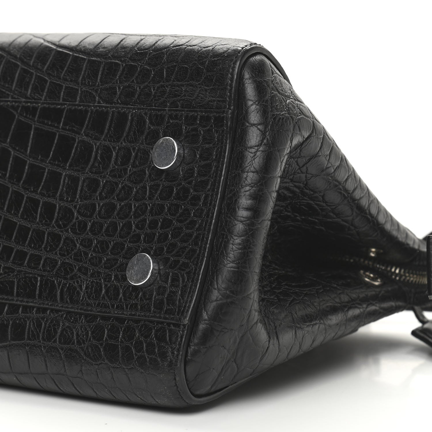 Saint Laurent Calfskin Crocodile Embossed Small Cabas Rive Gauche Black 9 of 10