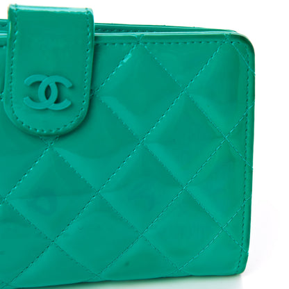Chanel Patent Quilted Zip Pocket Wallet Turquoise 14 of 26
