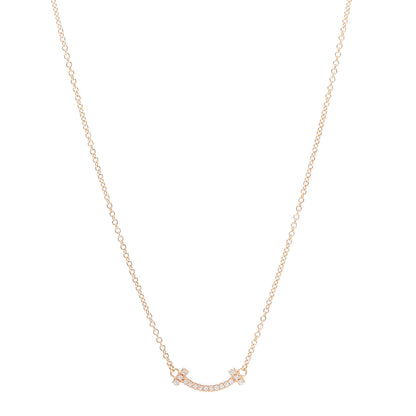 Tiffany 18K Yellow Gold Diamond Mini T Smile Pendant Necklace 1 of 6