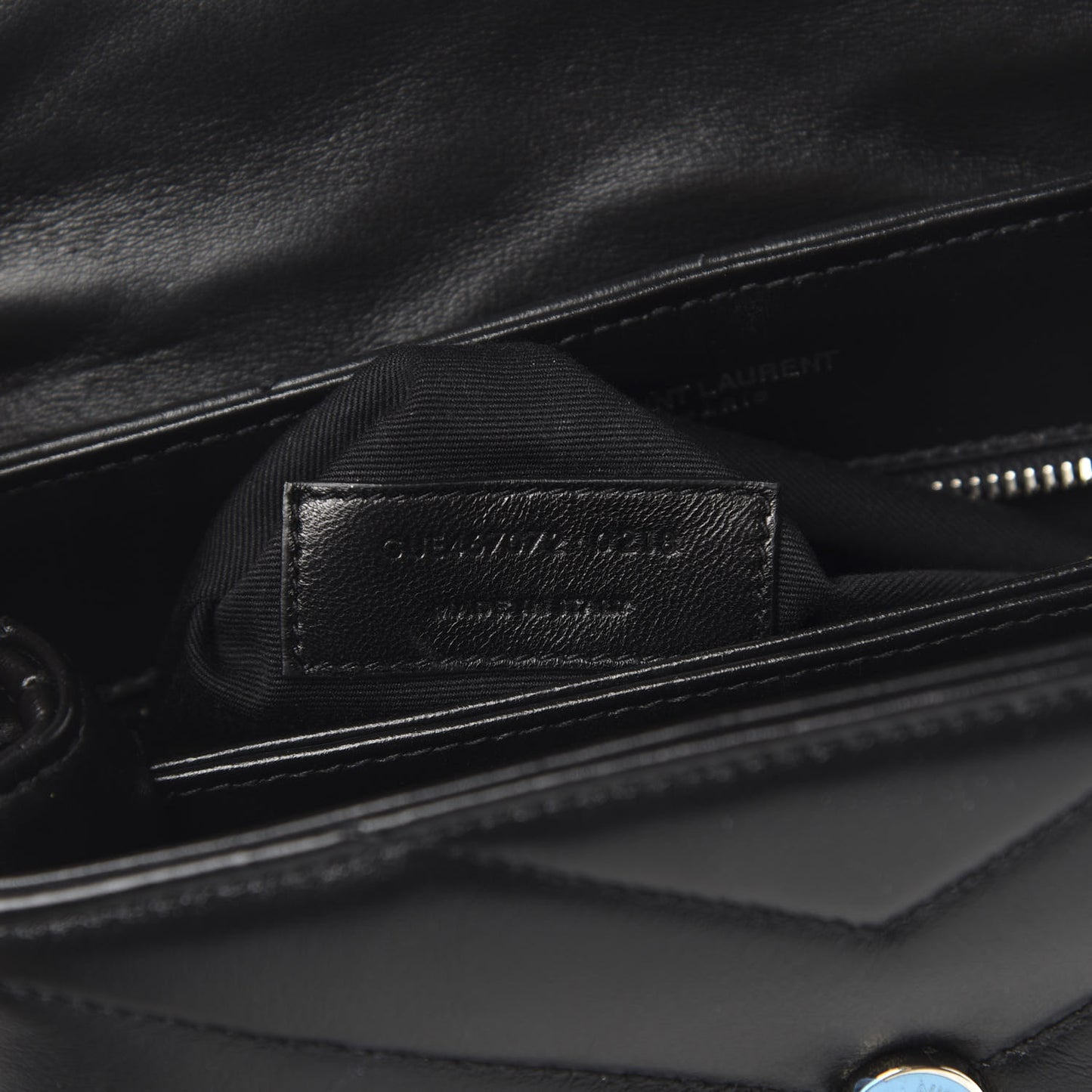 Calfskin Y Quilted Monogram Toy Loulou Crossbody Bag Black
