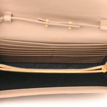 Saint Laurent Grain De Poudre Matelasse Chevron Monogram Chain Wallet Deep Beige 5 of 9