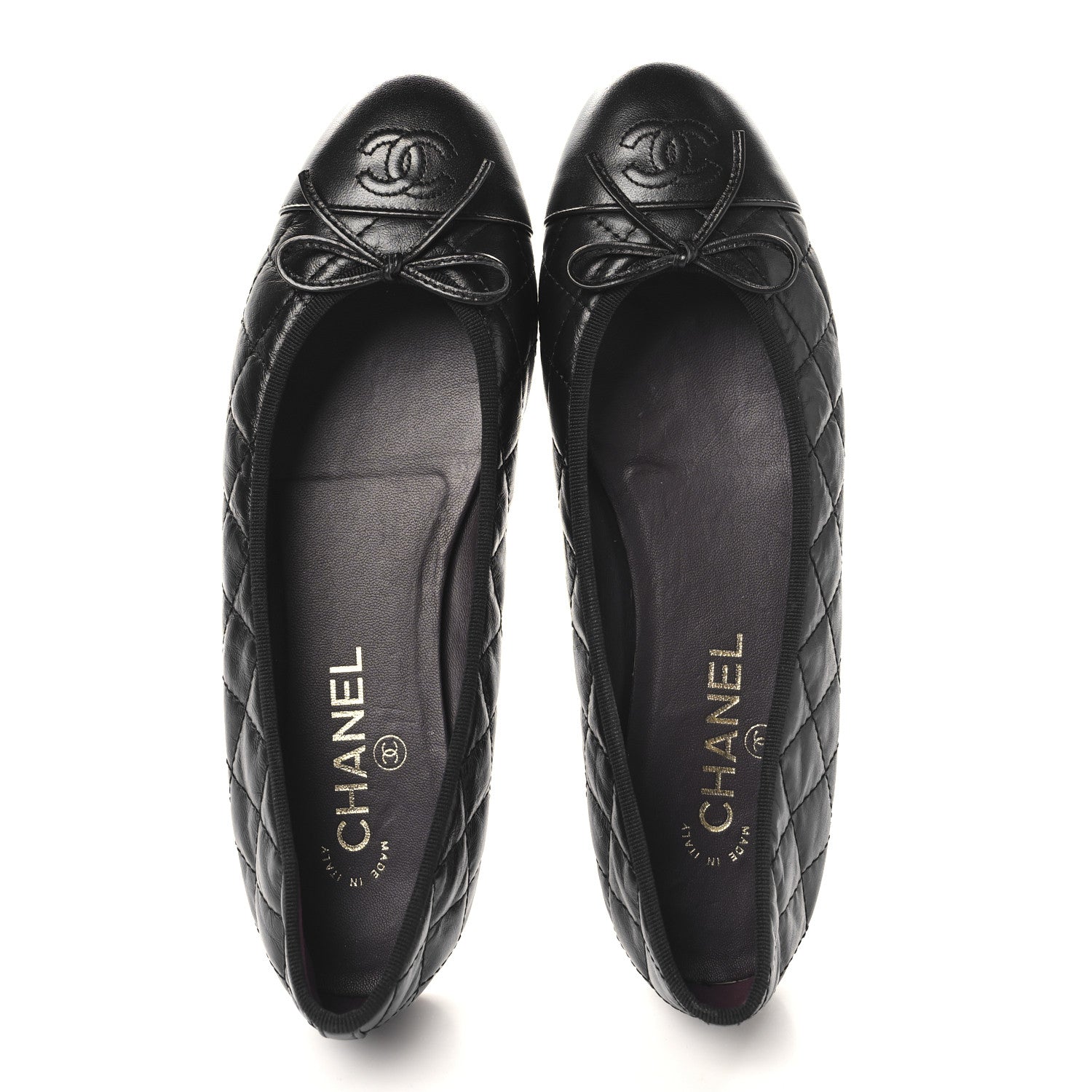 Chanel Aged Calfskin Quilted CC Cap Toe Ballerina Flats 40 Black 2 of 9