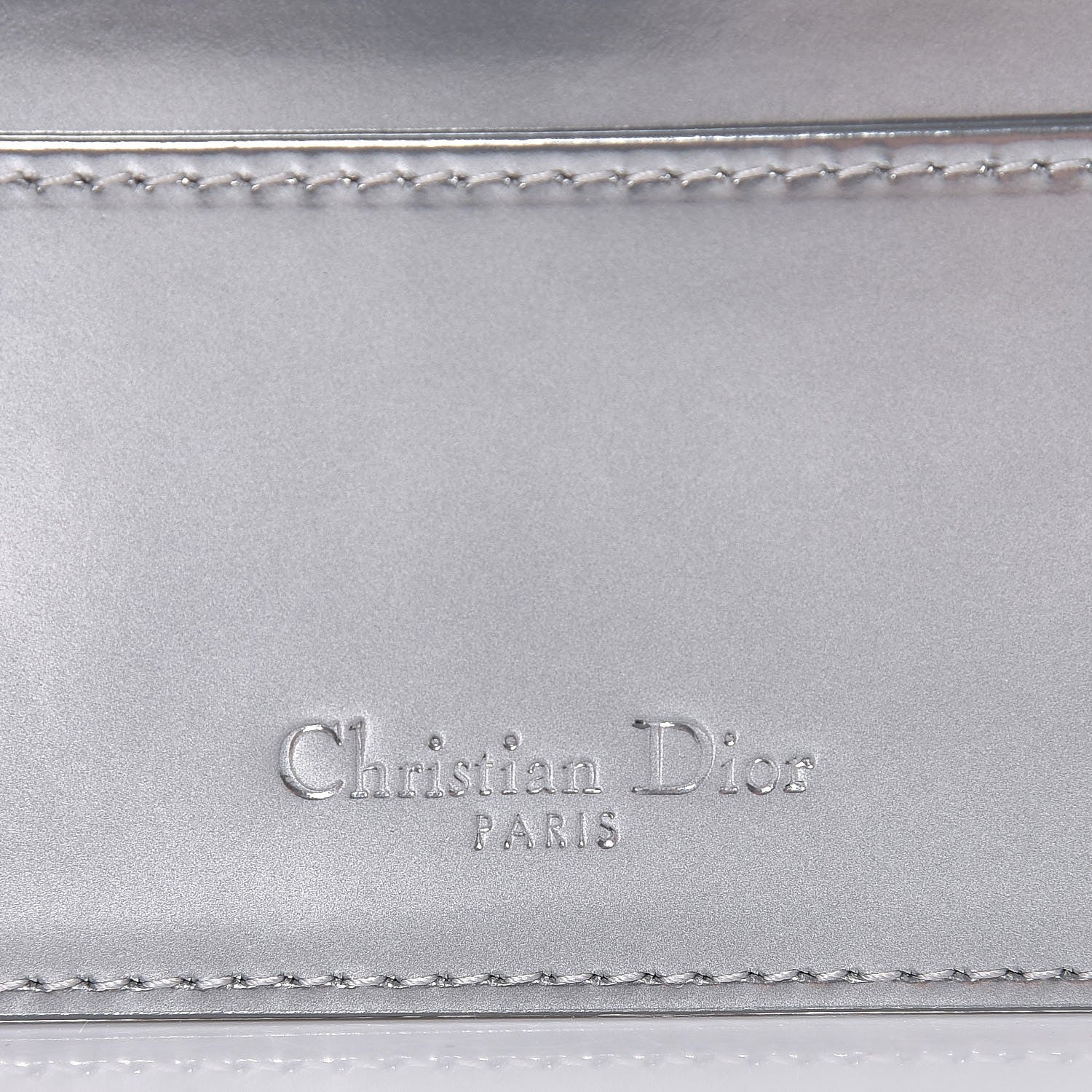Christian Dior Metallic Patent Micro-Cannage Lady Dior Card Holder Silver 5 of 7