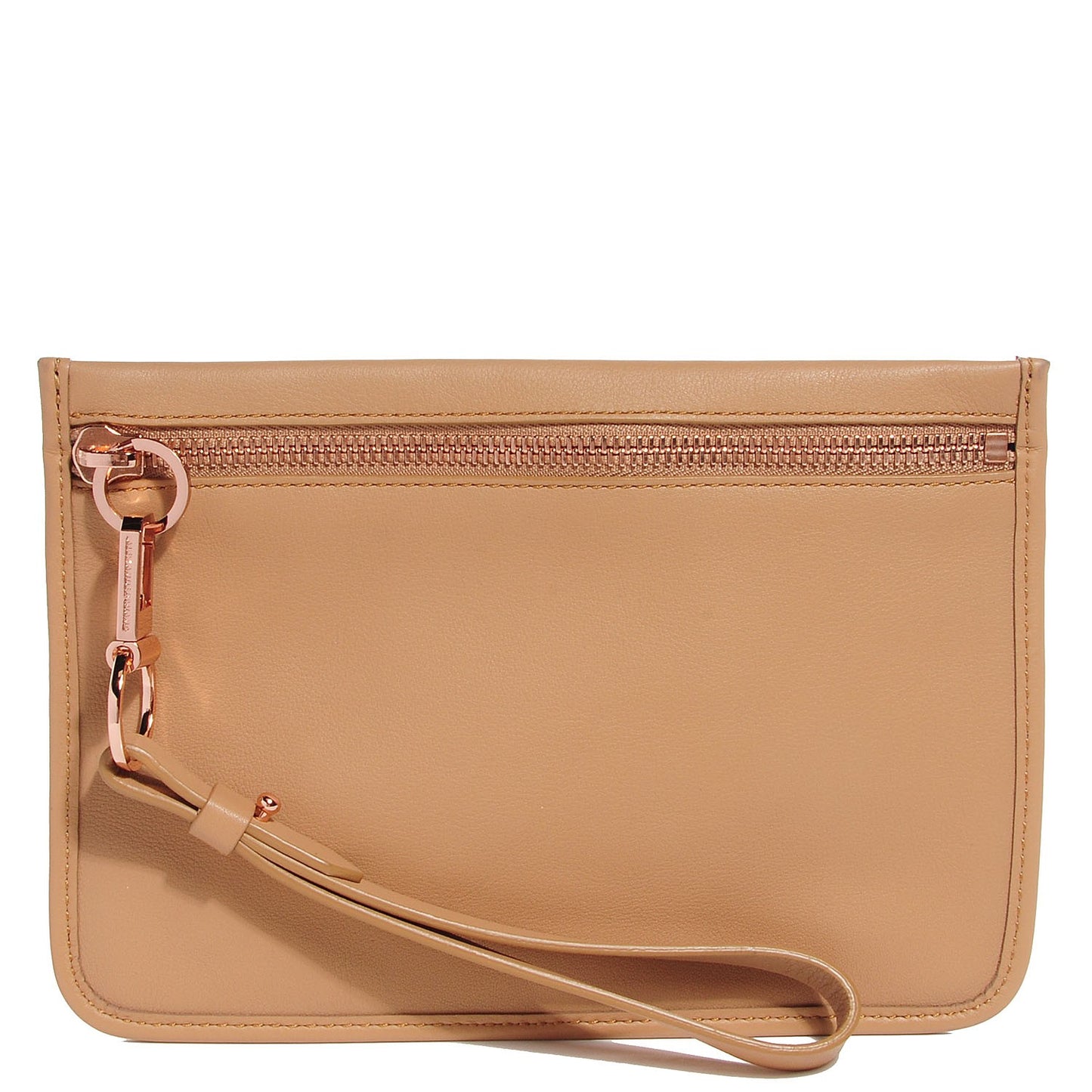 Smooth Leather Prisma Wristlet Camel Rose Gold Hardware