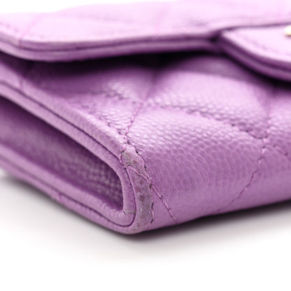 Chanel Caviar Quilted Flap Card Holder Wallet Purple 9 of 10