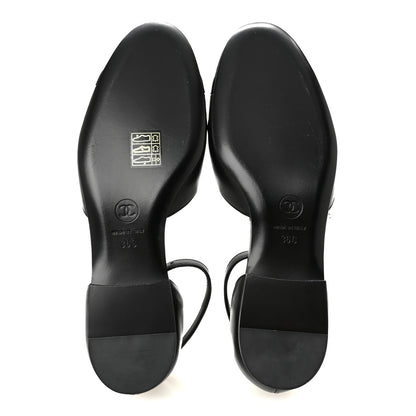 Chanel Lambskin Patent Calfskin Cap Toe Camellia Mary Jane Flats 36 Black 6 of 10