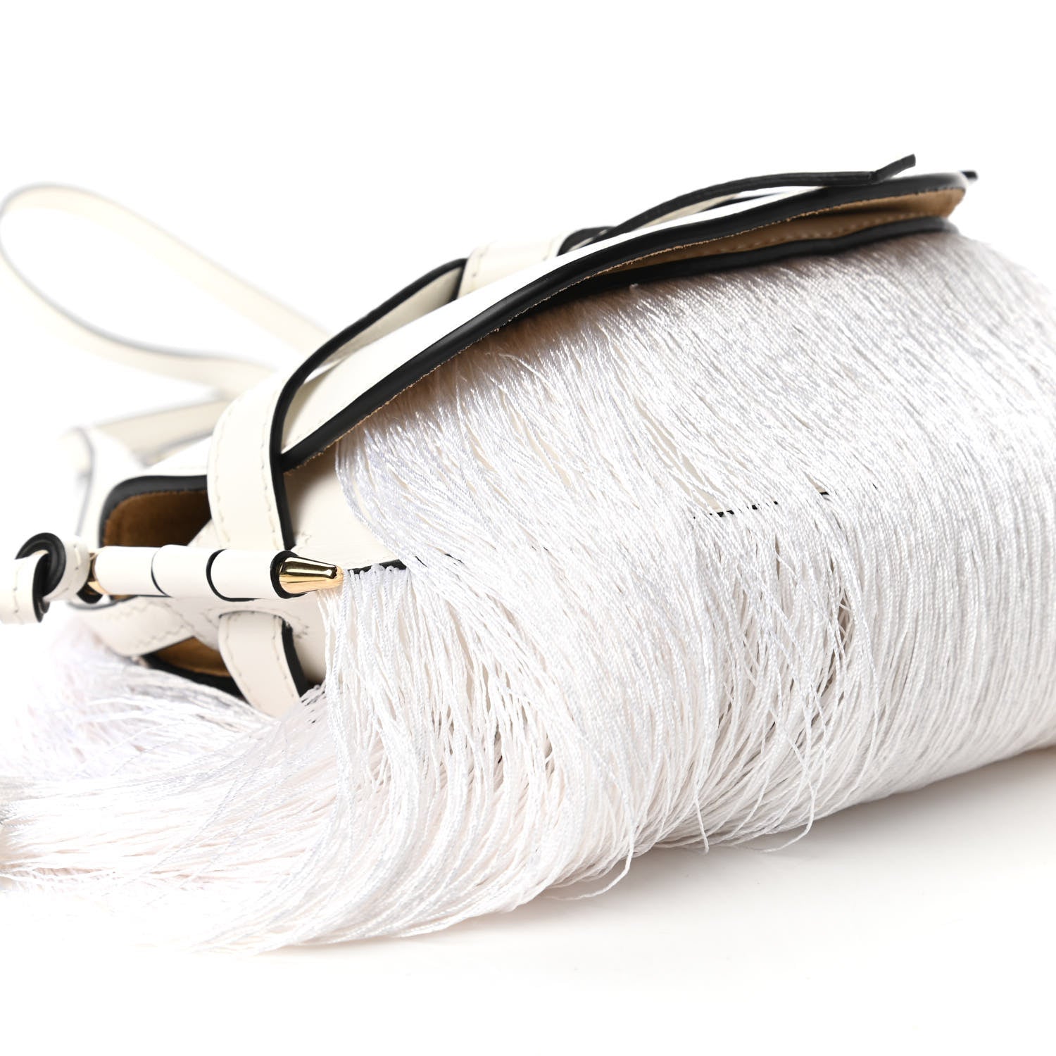 Loewe Calfskin Mini Fringe Gate Crossbody Bag White 6 of 10